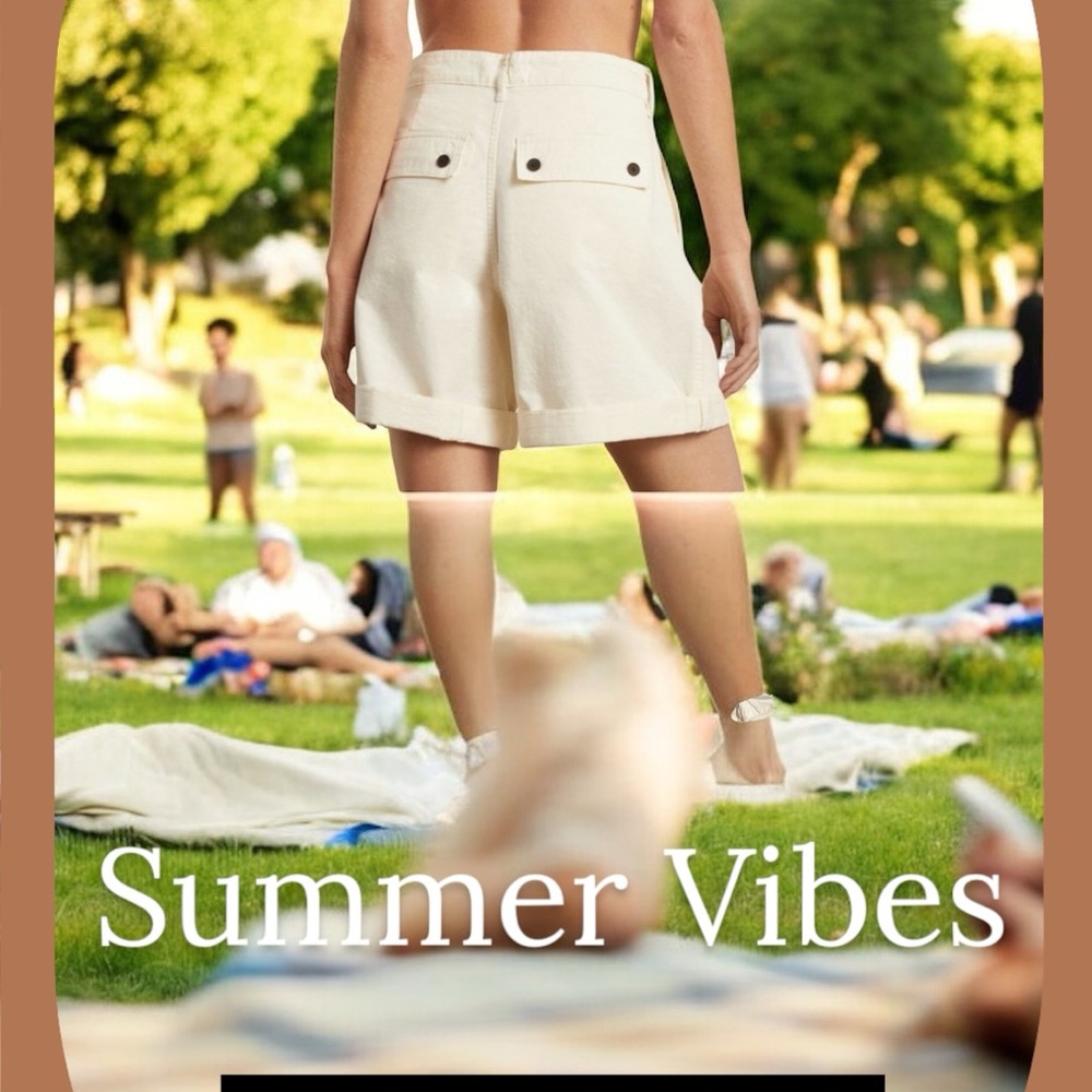 Everlane The Tourist Short, High Waist, Pleated, Rolled Cuffs~Canvas ~Size 6 - Picture 5 of 12